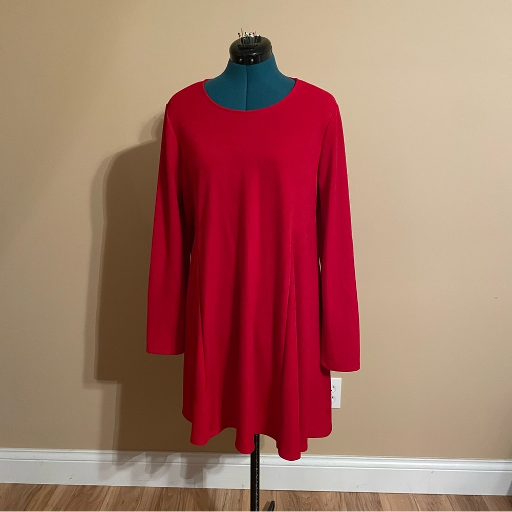 Velvet Torch | Long Sleeve Swing Mini Dress | Women’s Large | Color: Red
